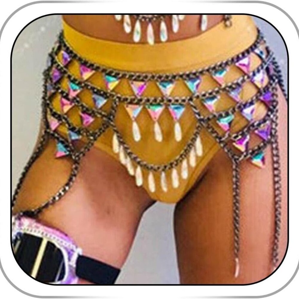Rhinestone Body Chain Alloy Waist Jewelry Festival Bikini Accessories
